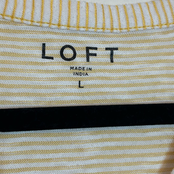 LOFT Long Sleeve Yellow/White Striped Button Down Tie Hem Top - Picture 10 of 10